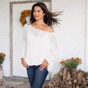 Wooden Ships by Paola Buendia Key West Crew Cotton Sweater in Breaker White